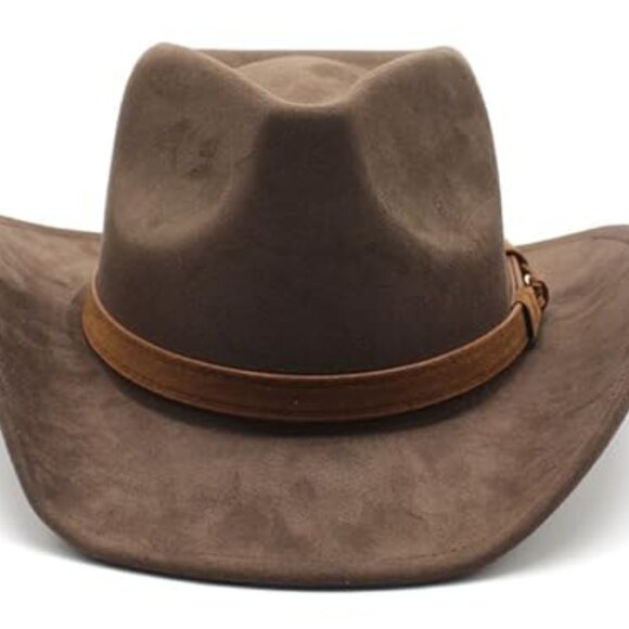 Classic Suede Cowboy Hat Wide Brim Fedora Style Unisex Western Chic